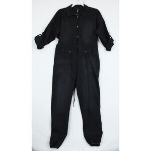 American Bazi Denim Jumpsuit Women S Loose Chain‎ Cut Out Back Stretch Black